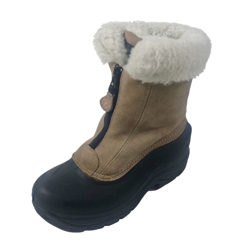Polaris Tan Suede/Black Winter Boots with Faux Fur Lining Size 6